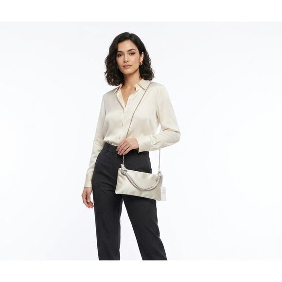 Urban Expressions Handbags - Urban Expressions Champagne Rhinestone Handle Evening Bag